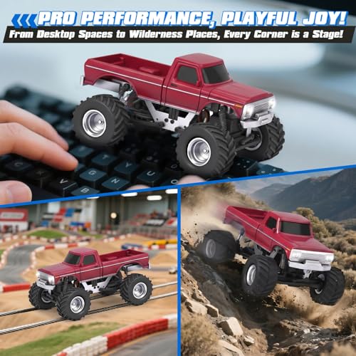 [2026 Upgrade 1/36 Mini RC Crawler, 4WD Micro Off Road Truck | Red Micro RC Crawler, 1/36 RC Crawler Mini RC Truck Toys for Ages 8-14, Birthday Gifts for Boys Girls, RTR 2.4GHz - color: Red