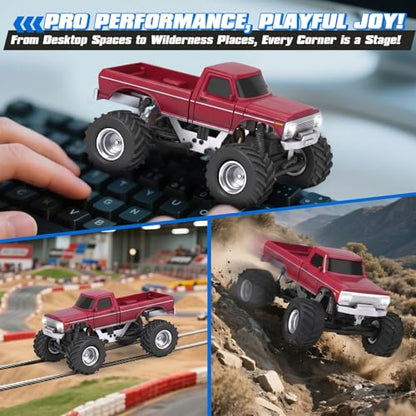 [2026 Upgrade 1/36 Mini RC Crawler, 4WD Micro Off Road Truck | Red Micro RC Crawler, 1/36 RC Crawler Mini RC Truck Toys for Ages 8-14, Birthday Gifts for Boys Girls, RTR 2.4GHz - color: Red