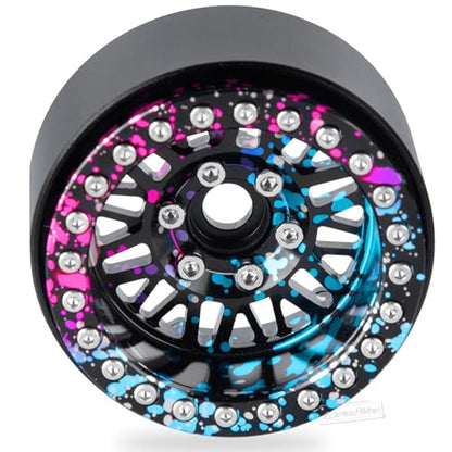 RC 1.9" Beadlock Wheels 1.9 Beadlock Rims for 1/10 SCX10 90046 AX103007 TRX4 TRX6 Gen7 8 D90 VS4-10 MST CFX RC Crawler,Alloy Aluminium 1.9 rc Wheels 1.9 rc Rims w/Wheels Ring,Rainbow - color: Rainbow(4pcs)