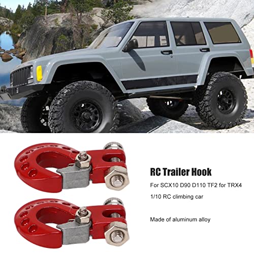 RC Winch Trailer Hook Set 2Pcs, Aluminum Alloy | Simulation Tow Hook | 1/10 Crawler Truck | SCX10 D90 Compatible| 18.5x11.5mm/0.7x0.5in(Red) - color: Red
