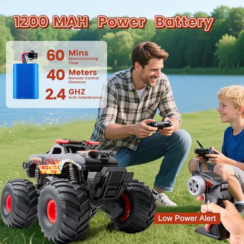 Waterproof Monster Truck Remote Control Car, 1:16 Bigger Amphibious RC Cars Toys, Long Battery 4WD All Terrain Off-Road Vehicle for 6 7 8 9 10 11 12+ Boys Girls Kids Ideal Birthday