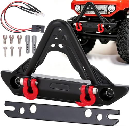 RC Front Bumper 1/24 Metal Bumper with Lights and Mounting SCX24 Accessories Replacement for Axial SCX24 1:24
