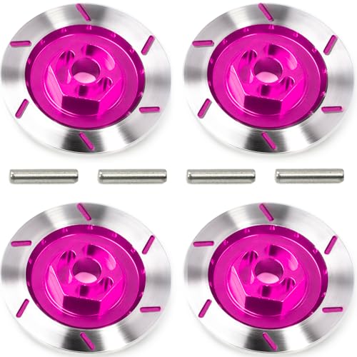 Brake Discs with 12mm Hex Hub for 1/10 Scale RC Cars - Aluminum Alloy Upgrade Kit for Drift, On-Road Car - CNC Machined Performance Part with Anodized Finish Pink - color: Pink