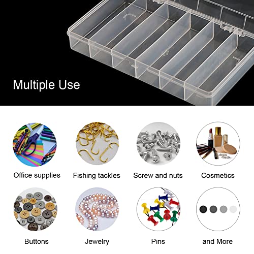 Vidifor 2 Pack 6 Grids Tackle Box Organizer Mascara Brushes Container Fishing Tackle Tray Box Plastic Storage Organizer Container for Crafts, Beads Earrings, Screws, Nail, Pins - size: 6 grids 2pcs no dividers