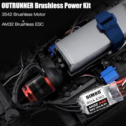 AM32 80A RC Brushless Motor ESC Combo 3542-2250 KV Outrunner Brushless Motor and ESC with USB Linker Sensorless RC ESC Motor Kit for 1/8 1/10 SCX10 TRX-4 Crawler