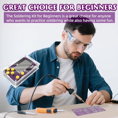 Basic Soldering Kit for Teaching, Soldering Practice Kit with Retro Classic Games, Soldering Projects for STEM Education, Electronic Kits for College High School Students Learning,Age14+ - color: Yellow Button (Purple Pcb)