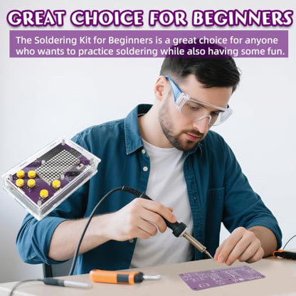 Basic Soldering Kit for Teaching, Soldering Practice Kit with Retro Classic Games, Soldering Projects for STEM Education, Electronic Kits for College High School Students Learning,Age14+ - color: Yellow Button (Purple Pcb)