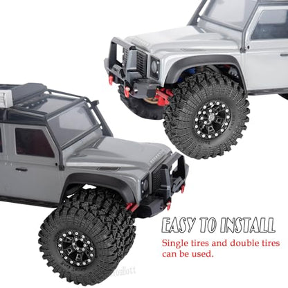 RC 1.3" Beadlock Tires Wheels for 1/18 1/24 Trx4m SCX24 FCX24 Ascent-18 RC Crawler Car,4pcs 1.3 Inch Wheel Rim Soft Rubber Tires,Black - color: Black-(1.3" Beadlock Tires）