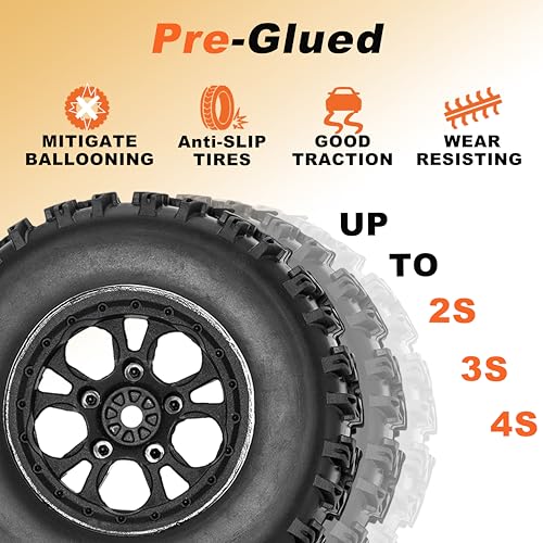 RC Station 12mm Hex RC Wheels and Tires 4PCS 1/10 Scale RC Short Course Truck for 4x4 2WD Traxxas Slash Preglued