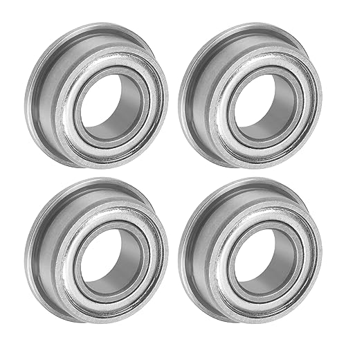 uxcell F687ZZ Flanged Ball Bearing 7x14x5mm Double Shielded Chrome Steel Flange Bearings, 4pcs - size: 7x14x5mm
