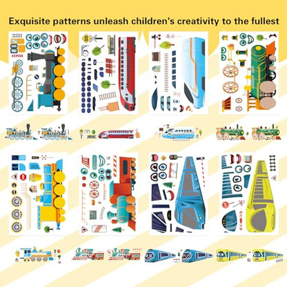 Make-a-face Sticker, Make Your Own Train Mix and Match Stickers | 24 Sheets Train Stickers DIY Crafts Party Supplies School Activity Reward Birthday Gifts for Kids - style: Train