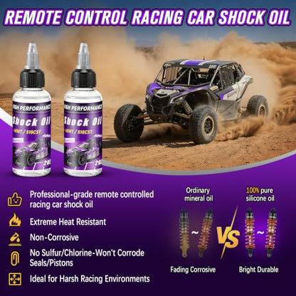 2 Bottles Racing Silicone Shock Oil 40WT 516CST | RC Car Shock Oil for Lubricating R/C Radio Controlled Cars and All Types of Vehicles, RC Shock Oil, Does Not Evaporate