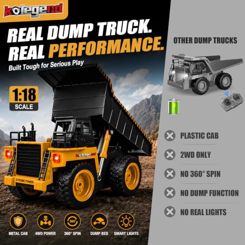 Remote Control Dump Truck RC Truck Construction Vehicle Truck Toys with Rechargeable Battery for Toddlers Kids Boys and Girls - style: Dump Truck