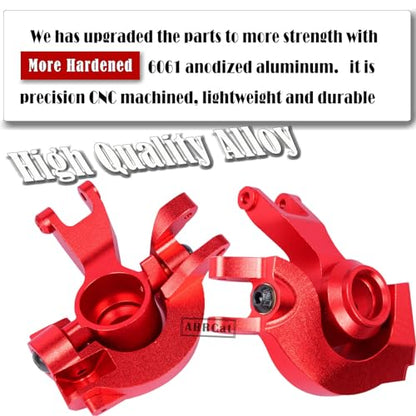 Upgrades Part for 1/10 Senton/Granite/BigRock/Vorteks 3S Blx MEGA550 4X4,Aluminum Front Steering Block Knuckles C-Hubs Caster Blocks Rear Hubs Hops Up,AR330442 AR330467 AR330469,Red - color: Upgrades (Red)