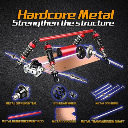 1/14 Brushless RC Truck with 35MPH+,2X 3S LiPo 4WD Hobby RC Car for Beginner