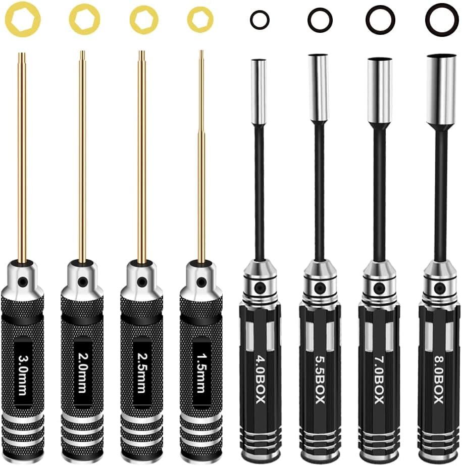 RC Hex Driver Set Tools Kit - 8pcs Titanium Allen Screwdriver 1.5mm-8.0mm for Car, Quadcopter, Drone, Boat - style: 8pcs Screwdrivers