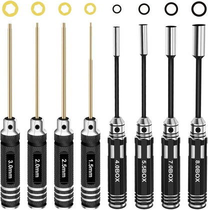 RC Hex Driver Set Tools Kit - 8pcs Titanium Allen Screwdriver 1.5mm-8.0mm for Car, Quadcopter, Drone, Boat - style: 8pcs Screwdrivers