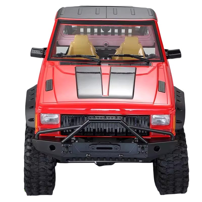 1/10 RC Hard Shell Cab & Back-Half Cage Body Shell Kit for 1/10 RC Crawler TRX4 SCX10 90046 AT4 GEN 8 Scout II,313mm Wheelbase Cherokee Upgrade and Modify (red) - color: Red