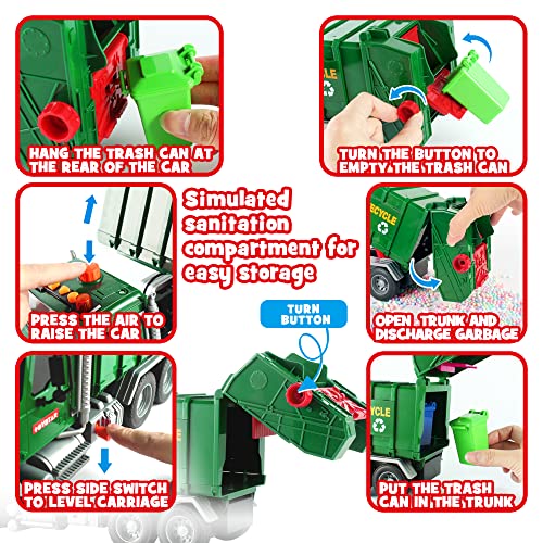 Dwi Dowellin Toddler Toys for 3 + Years Old Boys, 15" Large Garbage Truck Toy,Friction Powered Waste Management Garbage Truck with Lights and Sounds,3 Rear Loader Trash Cans,Kids Gift - style: garbage tuck