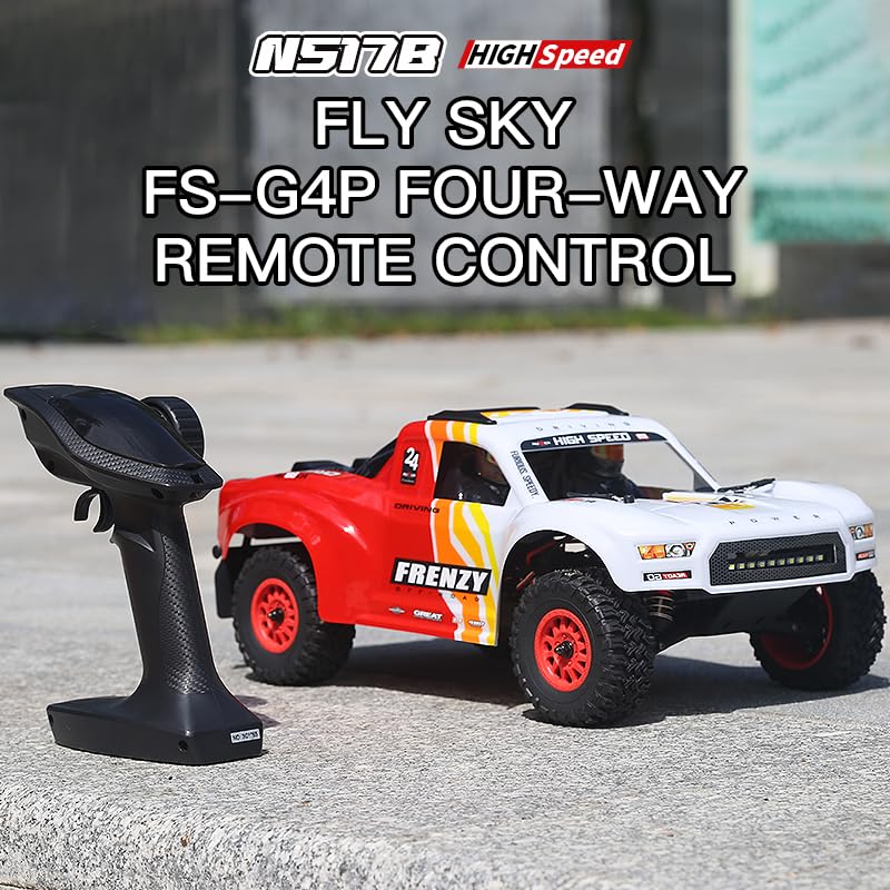 1:12 4WD Brushless RC Truck for Adults, 4x4 Offroad Waterproof Monster Trucks, Electric Powered High Speed Remote Control Cars, Fast Extreme All Terrain RC Truggy with Double 3S Battery - style: Racing Flame