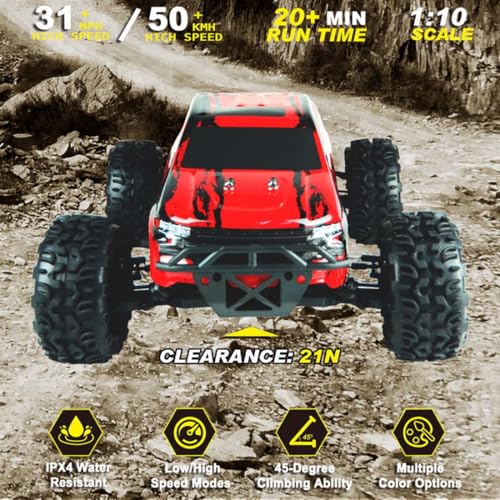 Helixsun VRX RH101 1/10 Scale 4WD Monster Truck 18CXP Nitro 2.4G High-Speed RC Car, Agile Steering, Smooth Ride - R0066 RTR Version - color: Red