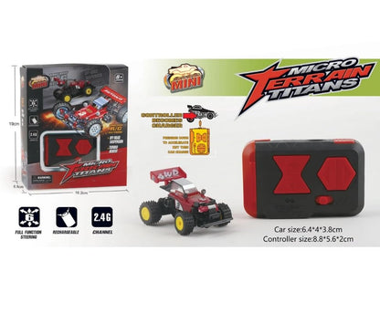 Mini RC Buggy Off-Road 1:64 Scale Upgraded 2.4G 5-Channel 7CM RC Radio Wireless Remote Control Car Coke Can Micro Racing Pocket Portable Truck for Multi-Users (Red) - color: Red-buggy