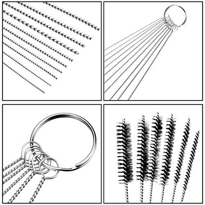 Frienda 32 Piece Carburetor Cleaning Kit Carburetor Cleaner Tool Brushes Including 12 Nylon Tube Brush and 20 Cleaning Needles for Welder Carb Chainsaw Spray Guns Torch Tips Firing Hole Stove Burner