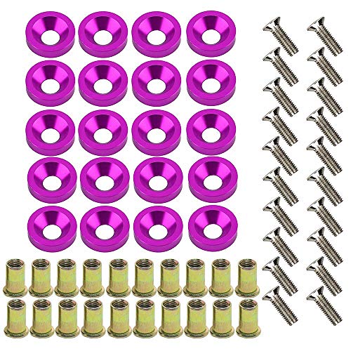 20-Piece Engine Dress up Kit: Aluminum Washers, Bolts & Rivet Nuts (Purple) - color: Purple