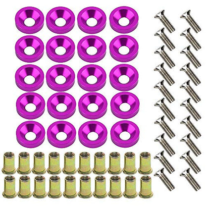 20-Piece Engine Dress up Kit: Aluminum Washers, Bolts & Rivet Nuts (Purple) - color: Purple