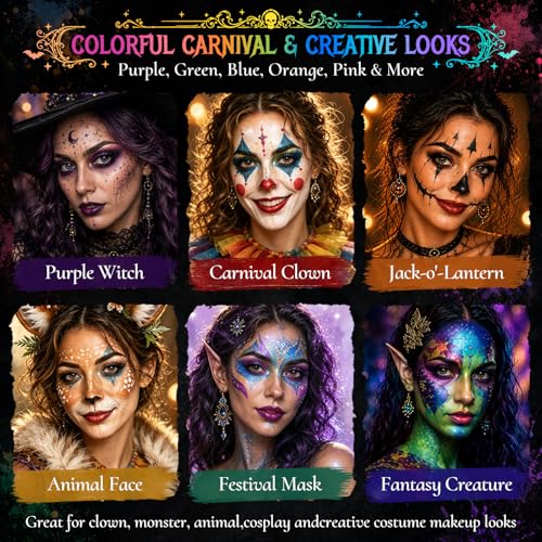 BOBISUKA 18 Color Water-Activated Cream Face Paint Palette, Washable Face & Body Painting Kit with Extra Black & White Pans and Brushes for Halloween, Cosplay, Carnival, SFX & Costume Makeup