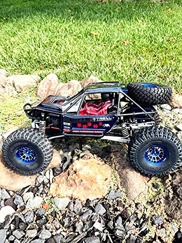 Treal Aluminium 2.2 Beadlock Wheels Rims(2) pcs Fit RC Crawler Mud Truck 2.2 Tires (Blue) - color: Blue