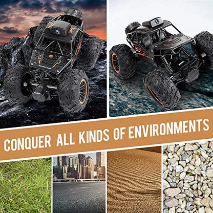 RC Car, 1:18 Remote Control Car with Camera, High Speed Alloy Off Road Truck Fast Racing Vehicle Electric Hobby Toy Car Gift for Boys Kids Teens Adults