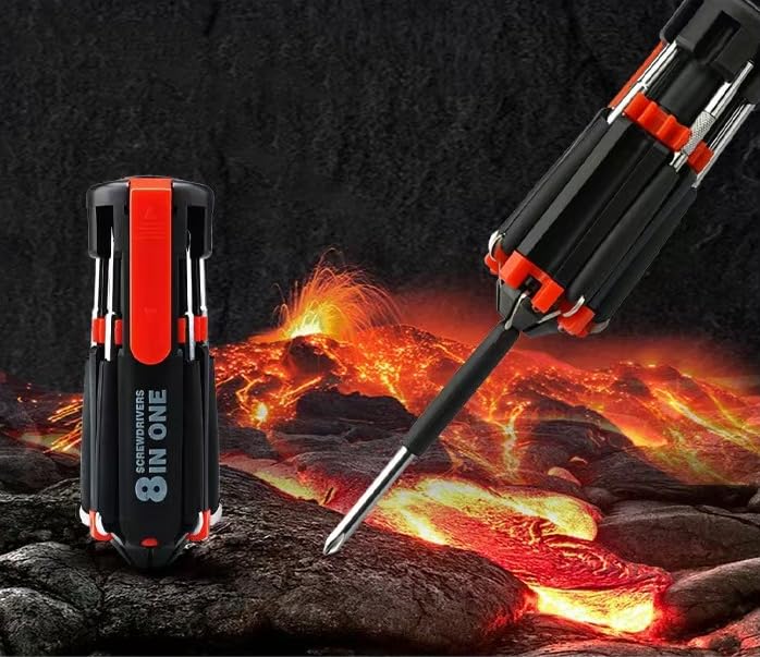8-in-1 Multi-Function Screwdriver Set | 6 LED Flashlights, Assorted Bits