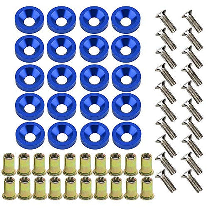 20-Piece Engine Dress up Kit: Aluminum Washers, Bolts & Rivet Nuts (Blue) - color: Blue