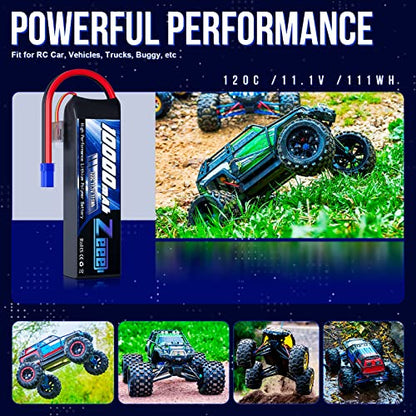 Zeee 3S Lipo Battery 10000mAh 11.1V 120C with EC5 Connector Soft Case RC Battery for RC Car Truck Tank Racing Hobby Models (2 Pack)
