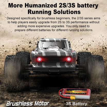 1:12 4WD RC Monster Truck Brushless Motor, 70+km/h High Speed, Double 3S Li-Po Battery with Balance Charger, Waterproof All-Terrain Hobby Grade Remote Control Car for Adults - style: Stealth Black