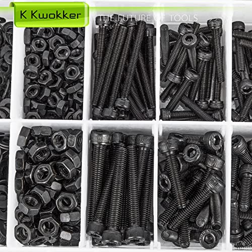 M2 M3 M4 M5 Hex Socket Bolt & Nut Assortment Kit, 1574Pcs | 12.9 Alloy Steel Zinc Plated Anti-rust; 24 Sizes 8–25mm Metric Screws with Lock Washers for 3D Printing DIY Machinery Repair - size: H. M2 M3 M4 M5