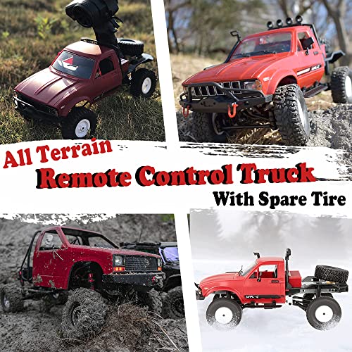 RC Crawler Offroad RC Truck WPL C14 RC Rock Crawler 1/16 Scale 4x4 Waterproof Remote Control Trucks with LED Lights, 2.4G RTR Hobby RC Pickup for Adults