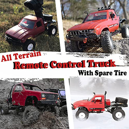 RC Crawler Offroad RC Truck WPL C14 RC Rock Crawler 1/16 Scale 4x4 Waterproof Remote Control Trucks with LED Lights, 2.4G RTR Hobby RC Pickup for Adults