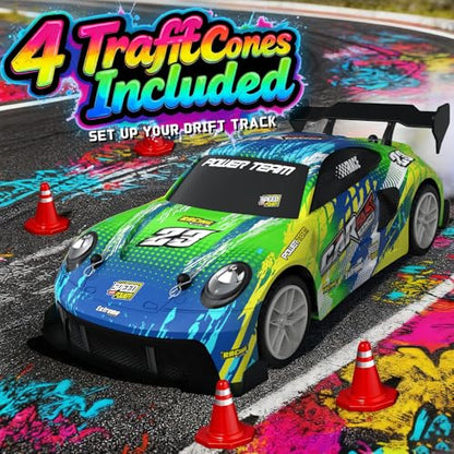 2 Pack RC Cars for Kids and Boys, Girls 4-7-8-12, Remote Control Car, LED Lights, 4WD Racing Cars,2.4GHz Dual Player, Colorful Graffiti Designs, Ideal Fun Easter Gift for Kids