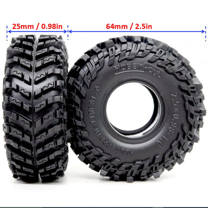 1.0 Crawler Tires 64mm Tall Super Soft Sticky All Terrain Tyre for RC 1/18 TRX4M 1/24 AX24 SCX24 FCX24 Upgrades - style: 1.0 All Terrain Tires 64mm