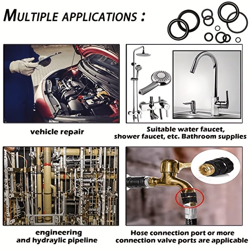 770Pcs O-Ring Assortment Kit, 18 Sizes Nitrile Rubber, for Automotive Plumbing Air Water Fitting Repair - style: 18 Size/770 Pcs