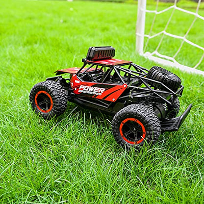 BEZGAR RC Cars for Boys - 1:14 Off Road RC Truck with LED Headlight | 2.4GHz steady wireless signal, shock-absorbing suspension, bright front lamp, fun toy for kids & adult beginners - color: Red