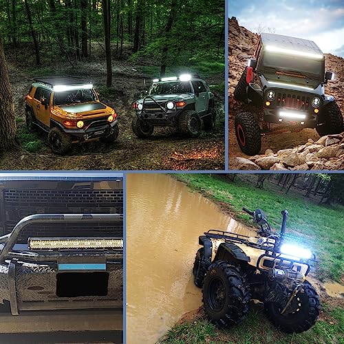 Nilight 20 Inch 420W Triple Row Flood Spot Combo 42000LM Light Bar Driving Boat Led Off Road Lights with Front License Plate Frame Bracket and Switch Wiring Harness Kit - color: 20Inch Lights + Wiring Harness +Bracket