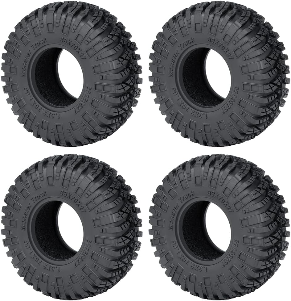 MORLORDY 4Pcs 1.3" Tires - 70mm High Rebound Rubber Tires with Foam Inserts for 1/18 1/24 Micro Crawlera TRX4M SCX24 Upgrade Parts, Style B - color: Style B