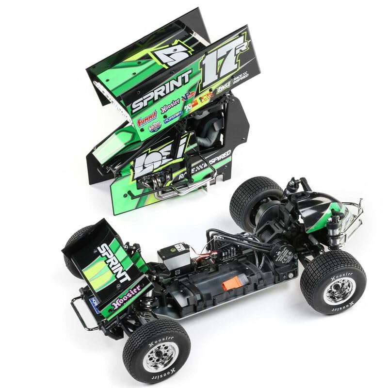 Helidirect Losi 22S Sprint 1/10 Scale 2WD RTR Dirt Oval RC Sprint Car, Brushed Spektrum Radio System - Green - color: Green