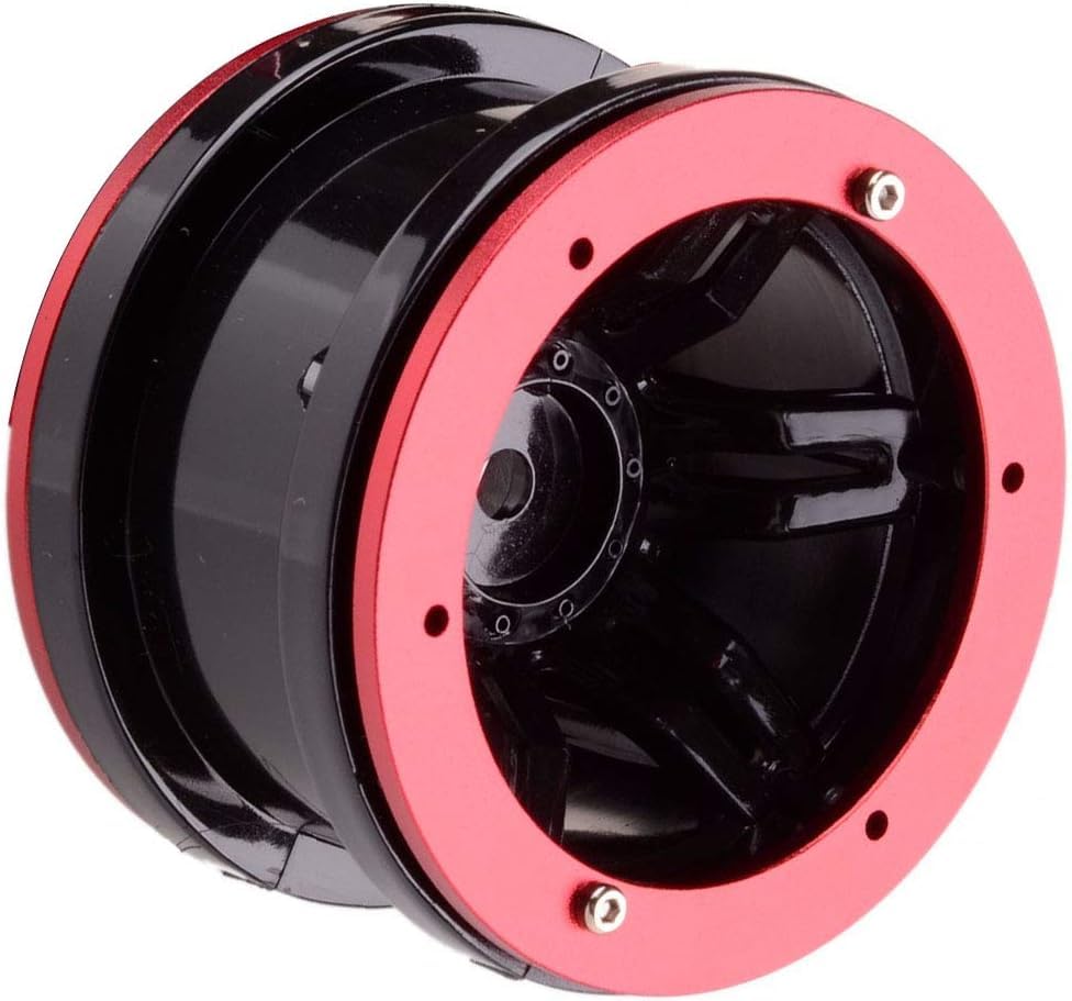 4PCS Plastic Plating 2.2 Inch Beadlock Wheel Rim Wheel for 1/10 RC Rock Crawler Car Truck for Tamiya Axial TRX4 Wraith SCX10 CC01 D90 TF2 Parts(Red/Black) - color: Red/Black
