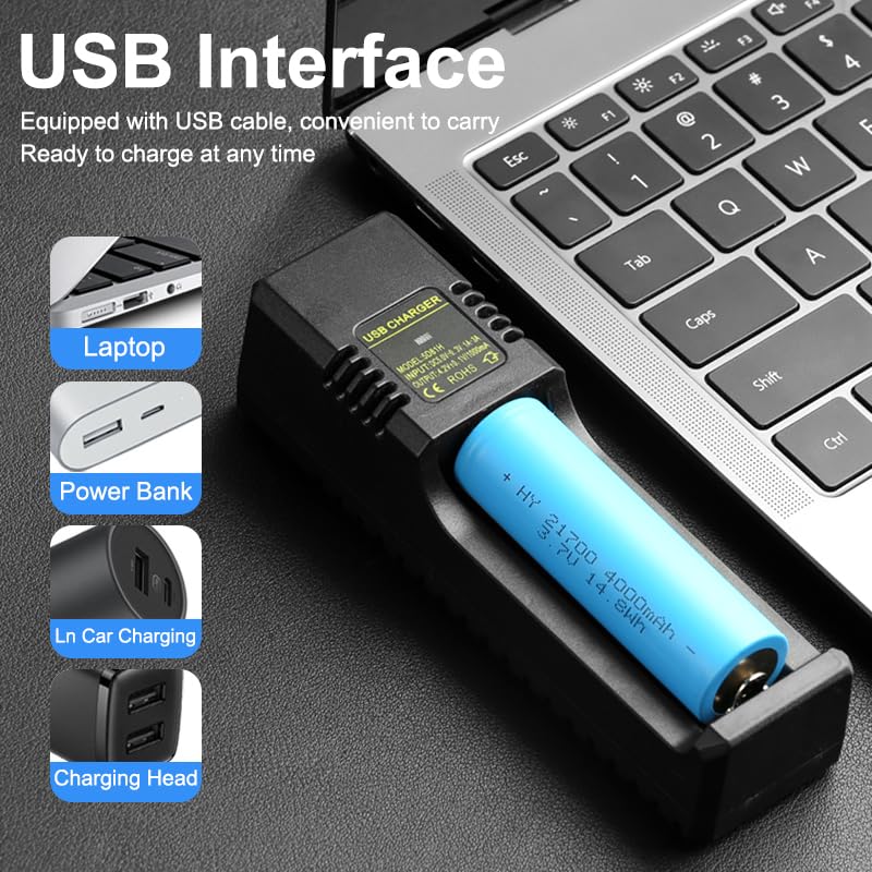 Smart LCD USB Charger, Compatible with 18650 4.2V Rechargeable Lithium Batteries, Supports 1/2/4 Slots, and Compatible with 1.3V NiMH AA/AAA Batteries，Rechargeable Lithium aa Batteries - color: 1 Slots