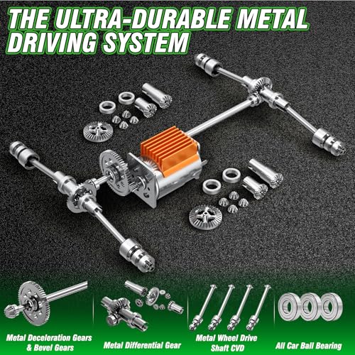 1:18 All Terrain RC Car for Adults & Boys (HS18-05), 4WD Off-Road RC Truck High Speed Fast 40+ KPH, 4X4 Waterproof Remote Control Car with 2 Rechargeable Batteries