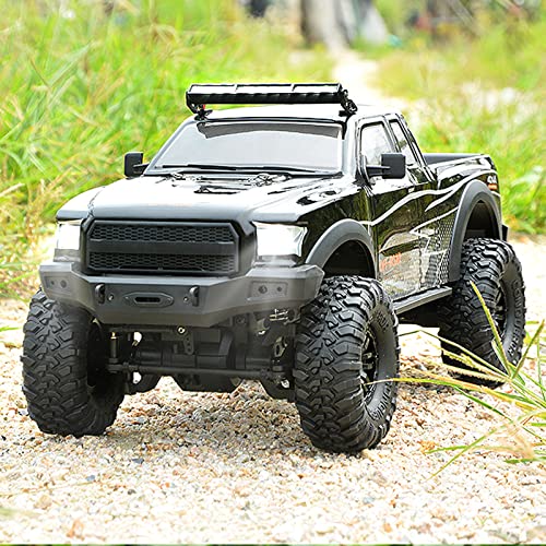 RC Cars RC Crawler 1/10 Scale RTR Remote Control Car 4WD 2.4GHz Brushed Offroad Racing Hobby Grade Model Vehicle with LED Lights 2Pcs Battery Toy for Kids and Adults - color: E-black